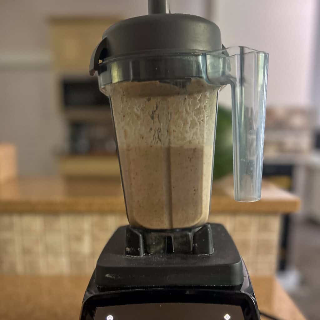 Apple smoothie that's been blended in a high powered blender.