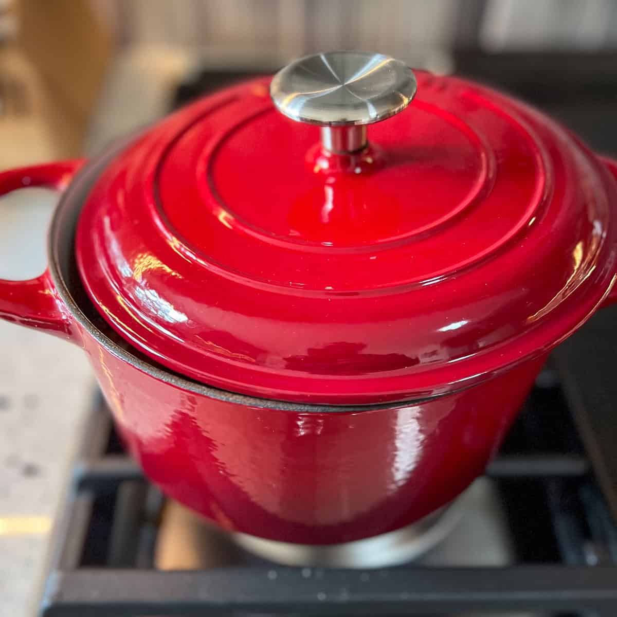 Pot on the stovetop partially covered.