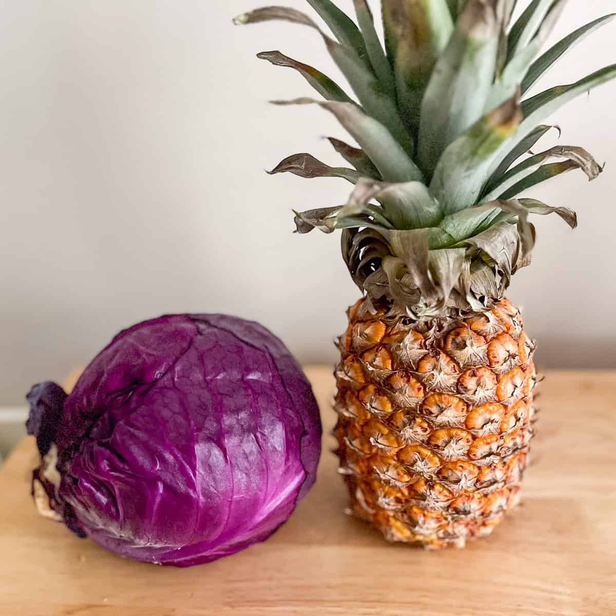 Pineapple and purple cabbage.