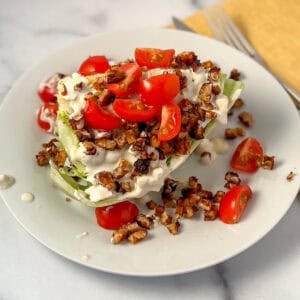 Vegan wedge salad on a plate.