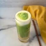 Pineapple Matcha Latte with straw