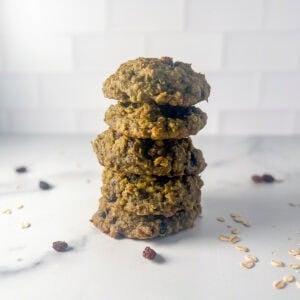 A stack of matcha green tea cookies.