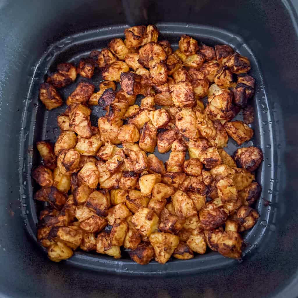 Crispy and golden kelewele after cooking in the air fryer.
